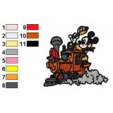Mickey Mouse in Train Embroidery Design